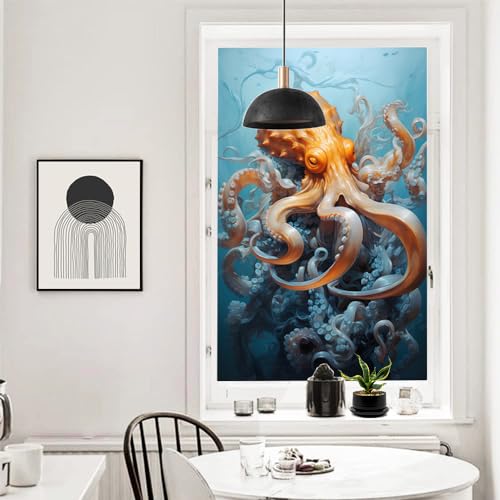 Vinilo Decorativo de Privacidad Octopus Azul Ocean 17.7x23.6 pulg miniatura 3