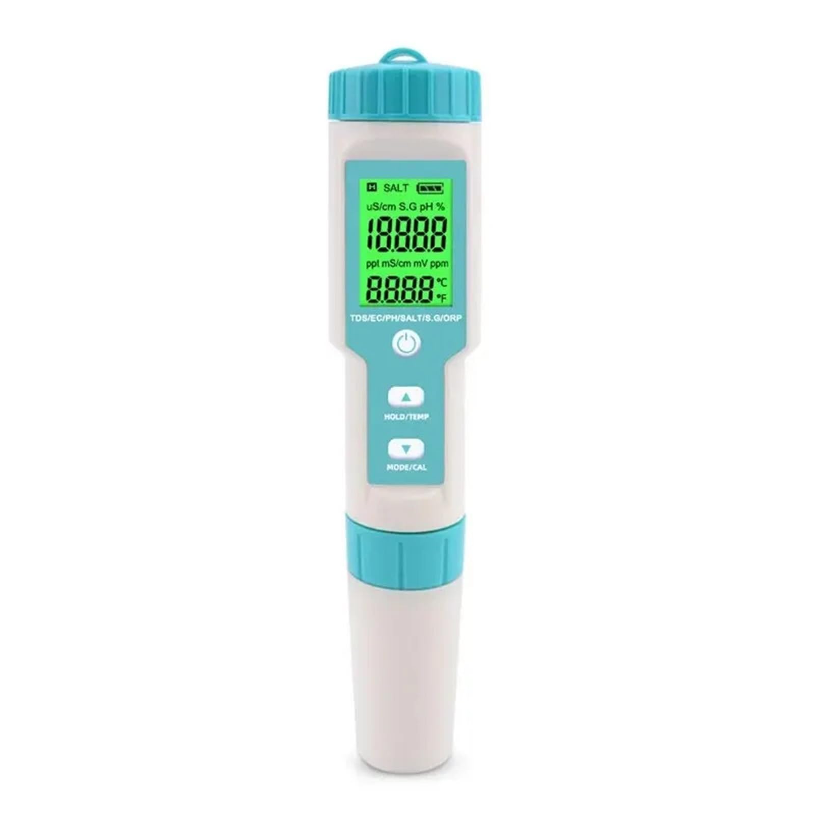 Digital pH Meter, TDS EC PH Salinity Meter ORP H2 S.G Temp Water Quality Monitor Solution Fertilizer Resistivity Tester for Pools,Aquariums