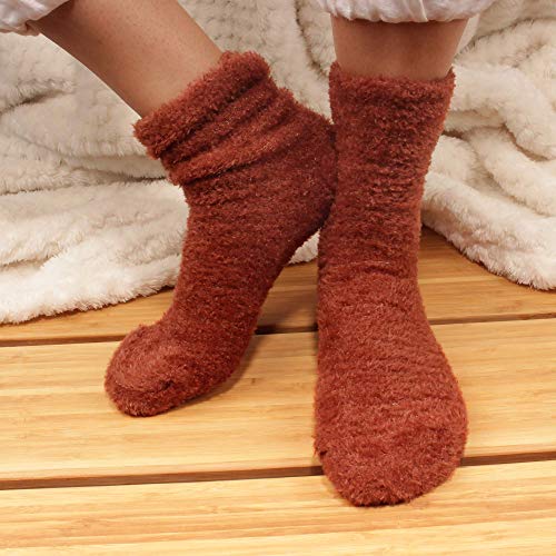Image of BambooMN Women's Super Soft and Cozy Feather Light Fuzzy Socks - Multiple Color Options - Two Sizes - Value Packs