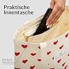 Emma Jonasson Jutebeutel mit Reißverschluss - Stilvoller Shopper Damen mit Innentasche - Einkaufstasche mit langem Henkel - Perfekte Tasche als Tote bag, Schultertasche, Stofftasche groß mit Herzen #1