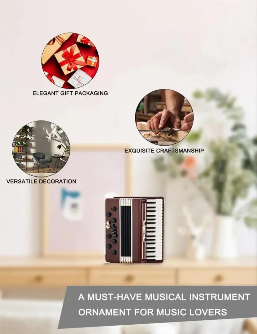 Mini Fisarmonica in Legno, Modello Decorativo 6cm, Fisarmonica Piccola in Confezione Regalo, Ideale Come Gadget Musicale e Fisarmonica Giocattolo (Rosso)