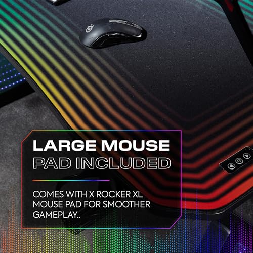 X-Rocker Infinity RGB Gaming Desk 140 x 60cm, Large Gaming Table for Laptop Home Office Desk, with Headphone Hook and Cup Holder, Includes FREE Mouse Pad BLACK - Image 9