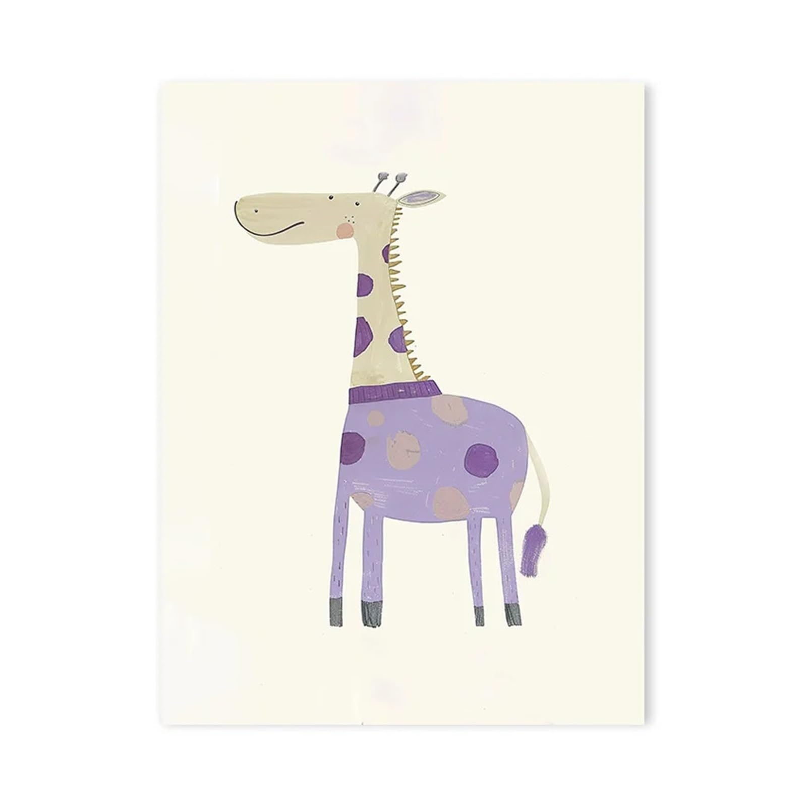 Graiting 1pc Cute Cartoon Giraffe Lion Panda Poster Kindergarten Into The Classroom Field Nursery Room Canvas Wall Art(11,30x40cm No Frame)