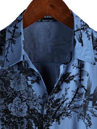 Image of JOTOOK Mens Hawaiian Shirt Short Sleeve Button Down Tropical Shirts Casual Floral Summer Beach Shirt