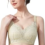 AILIVIN Damen Minimizer-BH, ohne Bügel, Spitze, nicht gepolstert, volle Abdeckung, 75B-90DD - Gold - 90B