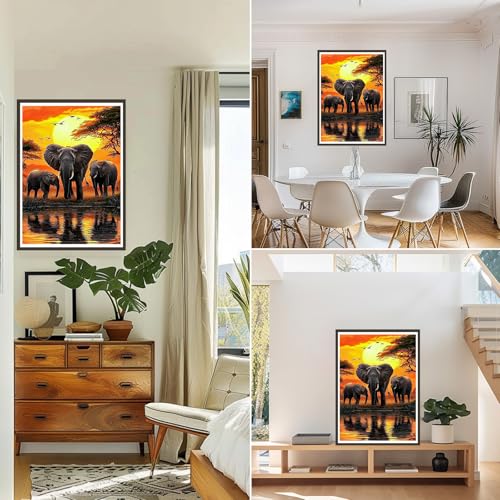 KEYIFA 5D Éléphant Diamond Painting Complet Kit, Animaux Cristal Art Toile Kit Peinture, DIY Diamond Painting Adultes, Accessoires Diamant Painting pour Murale Décoration 30x40cm – vue 2