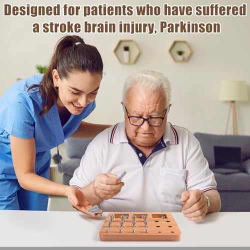 Wooden Peg board for Occupational Therapy with 3 Sizes of Pegs and Holes, Wood Pegboard for Finger Dexterity, Hands Therapy Peg Board to Improve Finger Motor Skills and Hand-Eye Coordination, 18 Holes - Image 6