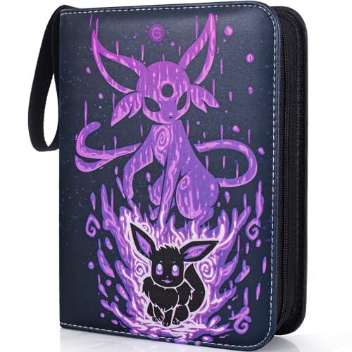 Card Binder for Pokemon Cards 4-Pocket (440 Pockets), Card Holder Binder for TCG Cards and Sports Trading Cards, Card Games Collection Case Book with 55 Removable Sleeves,Trading Card Games Kids Toys