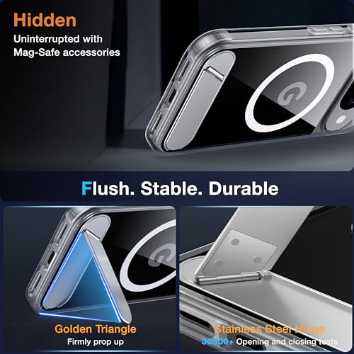 Image of for Google Pixel 10 Case /Pixel 10 Pro Case with MagSafe[Invisible Kickstand][Charge While Standing][Military Shockproof][Anti-Yellowing] Clear Silicone Bumper Pixel 10 /10 Pro Case,Clear
