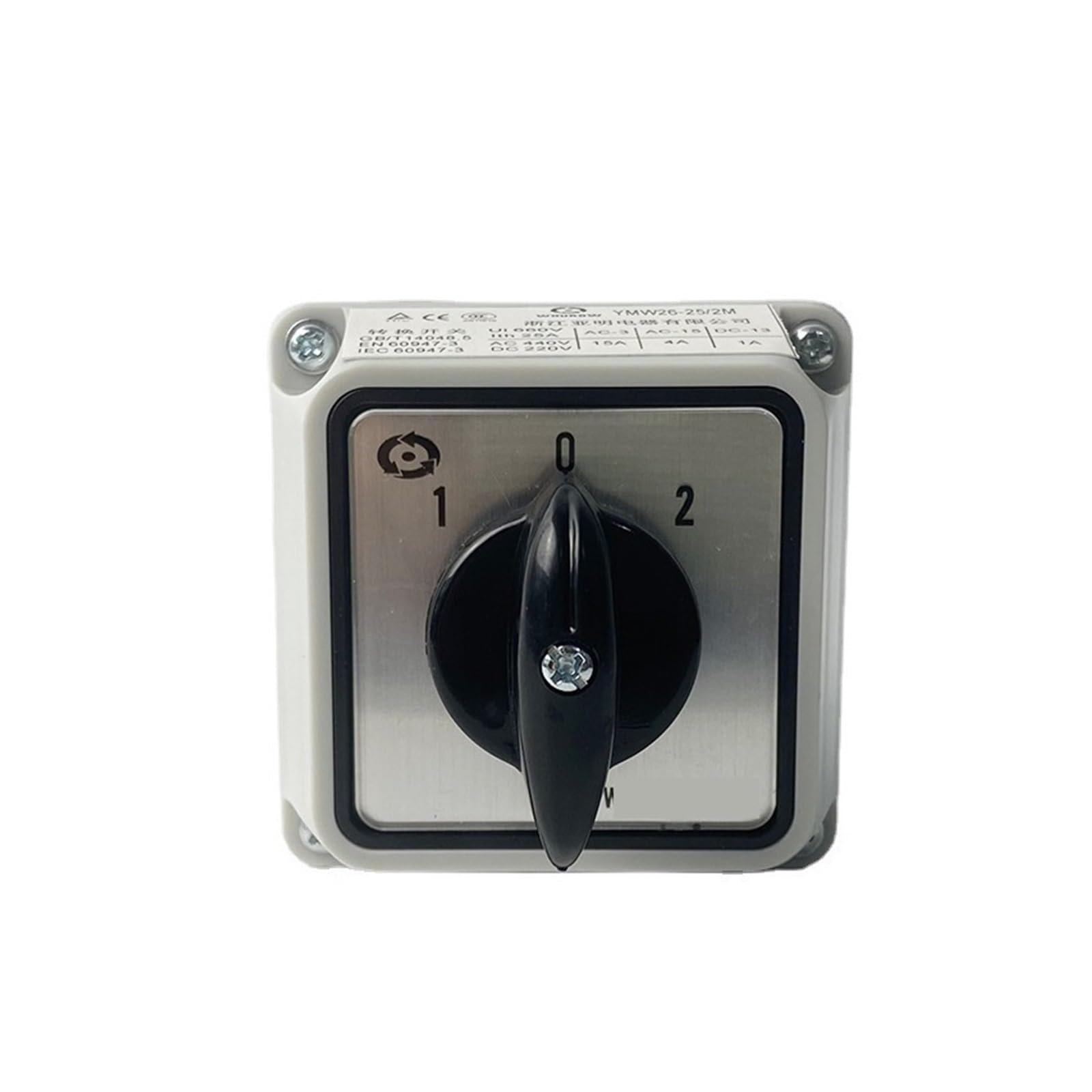 BKGWCSOR LW26-25/1M Changeover 3 Position Rotary Cam Gear Switch 25A 1 Pole with Waterproof Enclosure YMW26 LW28(Switch Box 102) Switches