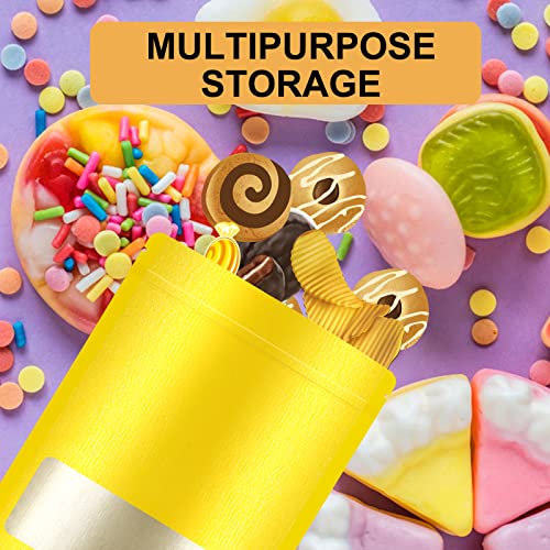 WObell 50 unidades de bolsas Ziplock Kraft coloridas de 12 x 19 cm, bolsas resseláveis com janela fo