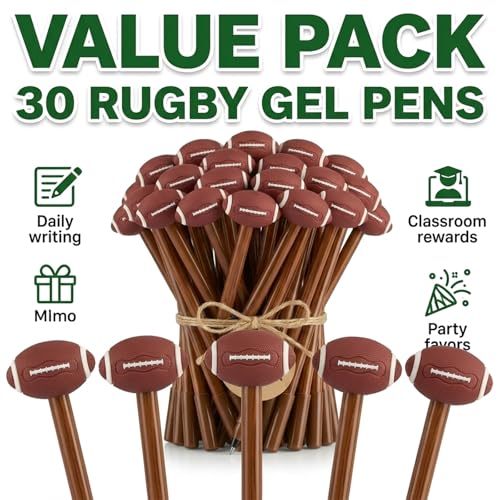 Bolígrafos gel en forma de rugby pack 30 unidades miniatura 3