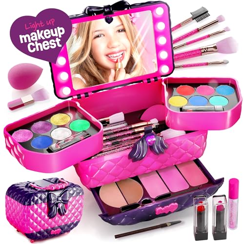 Pretty Me - Light Up Makeup Kit for Kids - Real Girls Make Up Sets - Gifts Little Girl 6 7 8 Year Old Ages - Christmas Toys Birthday Gift Ideas Age 6-10 Years - Maquillaje para Niñas - Pretend Play Kits