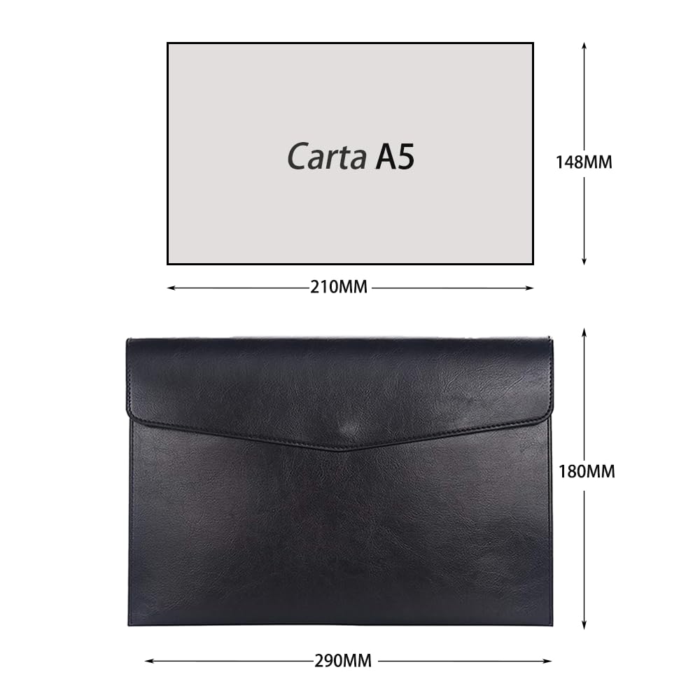 Portadocumenti A5 in Pelle PU per Auto Moto Ufficio, Porta Libretto Auto (Nero)