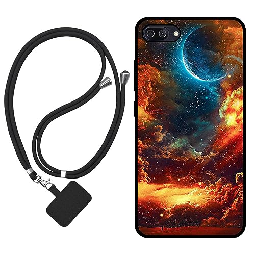 Sunrive Funda Compatible con ASUS Zenfone 4 MAX ZC520KL,Slim Fit Gel Mate Carcasa Case Bumper de Impactos y Anti-Arañazos Espalda Cover (Nubes,Luna,Cielo)+1 X Correa Universal