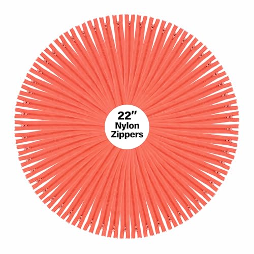 Image of Mandala Crafts 60 PCs Coral Closed-End 22 Inches Nylon Zippers for Sewing | Colorful, Bulk Sewing Supplies, For Tailor Clothing Fabric Leather, Washable, Indoor & Outdoor, Coats, Costumes