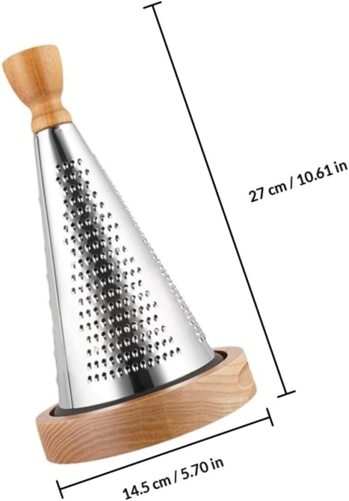 Multifunctional Kitchen Metal Cheese Grater with Wooden Handle, Stainless Steel 3-sided Household Cheese Grater for Vegetables and Chocolate, 1pcs Essential Kitchen Gadget for Home