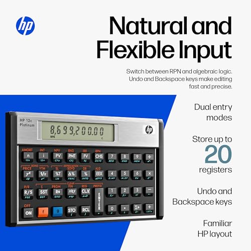 Calculatrice financière HP 12c Platinum F2231 avec finitions premium noir