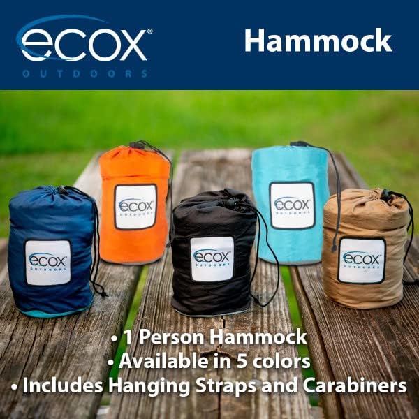 Miniatura 2 de ecox Hamaca de paracaídas al aire libre individual con 2 correas para árboles, portátil, ligera, de nailon, cómoda para mochileros, campamentos,
