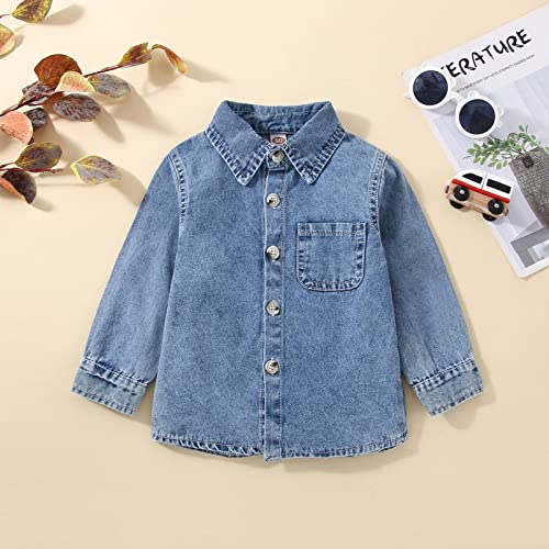 KAGAYD Toddler Baby Boy Girls Denim Jacket Button Down Basic Ripped Hoodie Jeans Coat Kid Cowboy Outwear Casual3