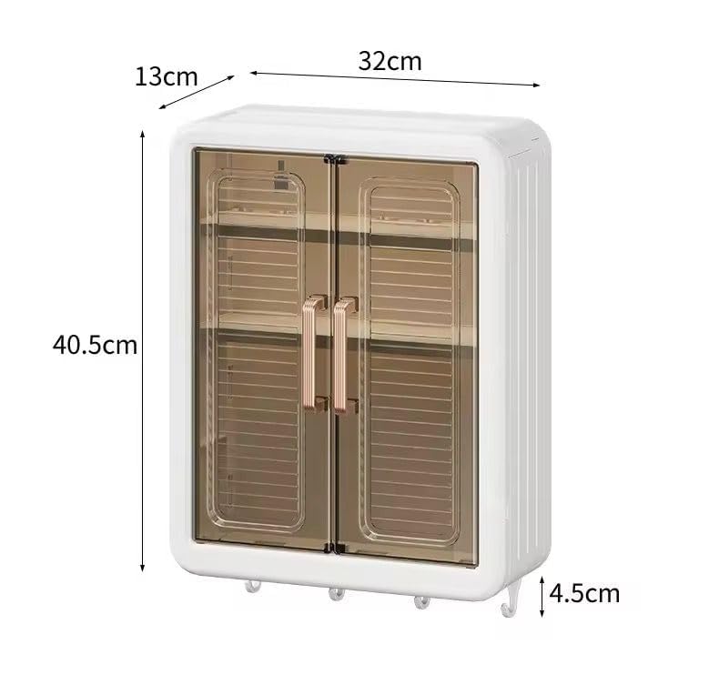 Image of QONETIC Wall-Mounted Multipurpose Storage Cabinet - Self-Adhesive Bathroom & Kitchen Organizer with Doors and Shelves | Space-Saving Plastic Cabinet for Toiletries, Spices & Essentials
