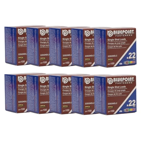 BLUEPOINT .22 Cal Brown Neck Down Single Shot Powder Load for Powder Actuated Fastening System, (1000 - Count). Item# 22SGNDL2 10-Pack Save $30