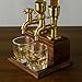 BIUMEICVIS Steampunk Whiskey Dispenser with Wood Base & Brass Tap | Industrial Mancave Bar Decor & Home Bar Accessory | Dual Tap Version | Unique Gift for Him, Father’s Day, Birthday