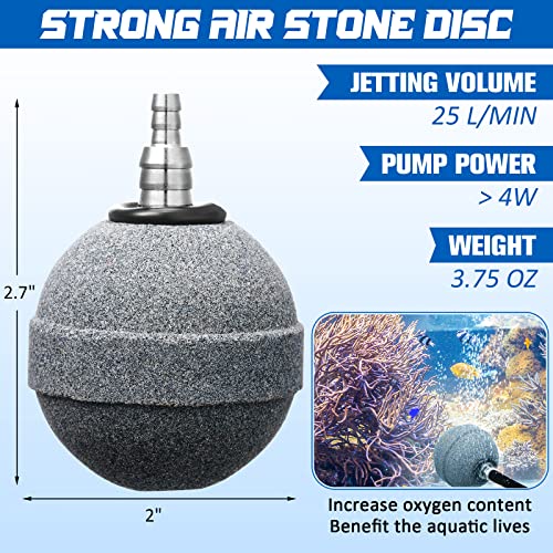 Image of Reginary 10 Pcs Air Stones 2 Inch for Aquariums, Ponds, Hydroponics, Ball Oxygen Bubbler Diffuser Stone Bubble Aerator for Air Pump, Fish Tank, Bucket, and DWC Reservoirs (Grey)