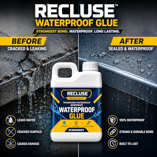 Image of RECLUSE Heavy Duty Transparent Waterproof Glue 5Kg - Industrial Strength Fast Bond Adhesive for Multi Surface Applications Wall Crack Sealer,Tile & Concrete Bonding,Glue For Indoor & Outdoor Use
