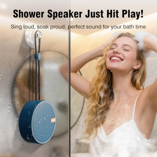 Image of INSMY Portable IPX7 Waterproof Bluetooth Speaker, Wireless Outdoor Speaker Shower Speaker, with HD Sound, Support TF Card, Suction Cup, 12H Playtime, for Kayaking, Boating, Hiking (Navy)