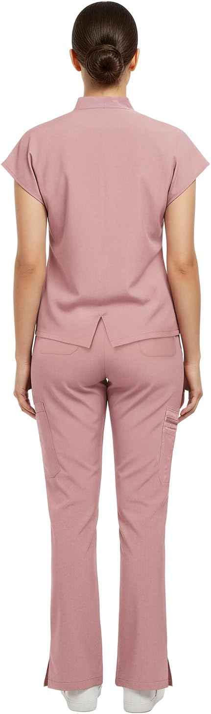 VIAOLI Women Scrubs Set Medical Uniform Scrub Top & Straight Pants