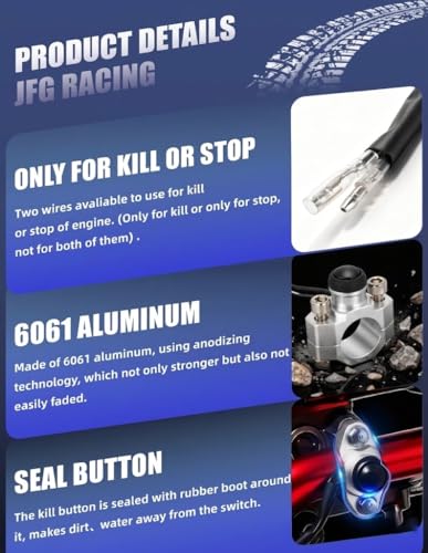 Image of JFG RACING Dirt Bike Engine Stop Start Kill Switch Button CNC with Mounting Backplate Universal for Dirt Pit Bike MX Motocross Supermoto Racing ATV Quad KAYO-Silver
