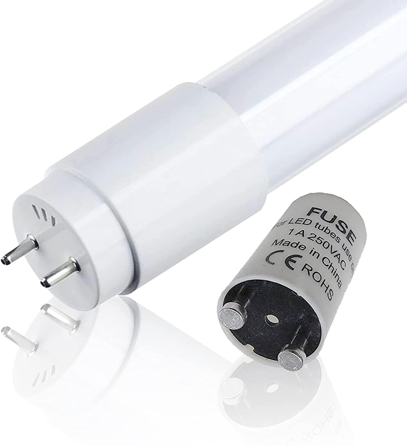 LEDUNI ® Tubo T8 Cristal LED 9W OPAL Conexión Un Lateral Luz Blanco Frío 6000K 60CM 900LM Cebador LED Incluido (PACK 2)