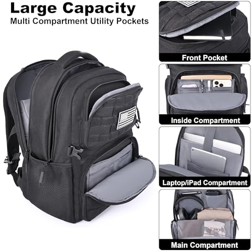 MOZETO Laptop Backpack, 17 Inch Tactical Inspired Utility Large Laptop Backpacks for Men with USB Charger Port 18x14x8 Flight Approved Personal ltem Travel Bag Computer Bag - Image 4
