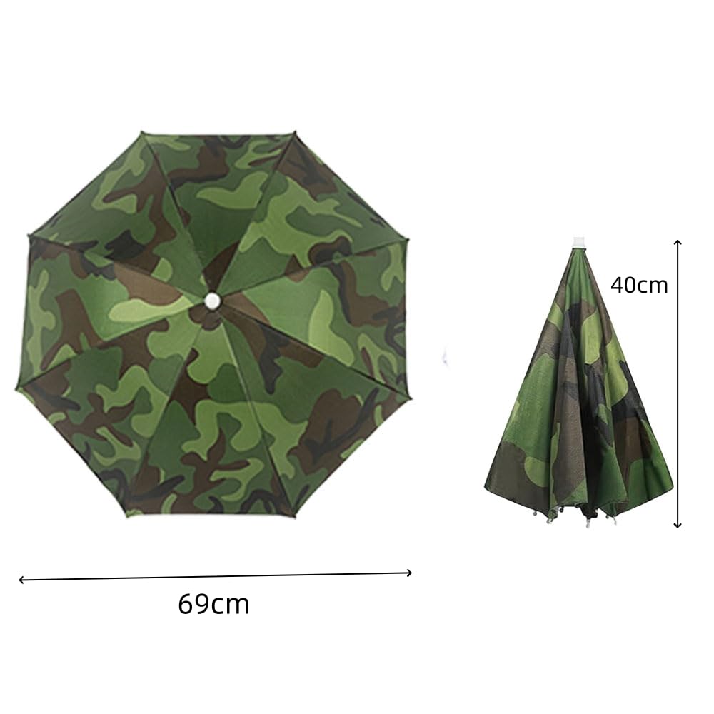 Cappello per ombrello, 4 pezzi, 69 cm, pieghevole, contro la testa UV, per adulti, ombrello con fascia elastica per pesca, campeggio, attività all'aperto