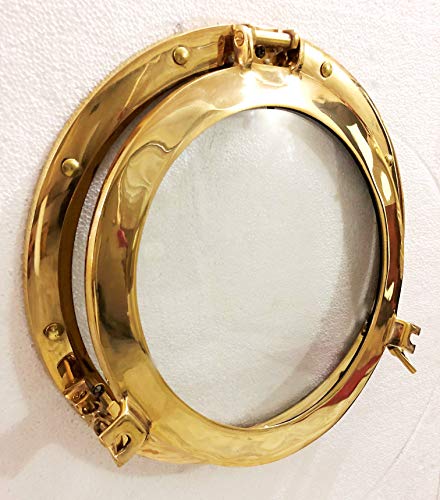 12" Brass Porthole Windows Glass Antique Nautical Boat Port Photo Frame Wall Decor #TOP5