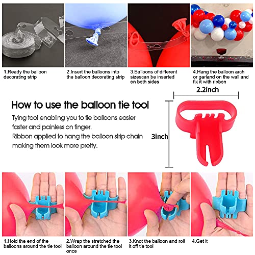 Ballon Rouge Blanc Bleu Guirlande de Ballon Kit Arche de Ballon avec 16ft Ballon Stripe Tape Kit 2 Outil pour Soirée sur… - Image 4