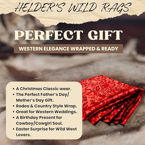 Wild Rag Silk Scarf 36'', Western Cowboy Bandana Square Silky Wild Rags,Red Floral Tibal Scarves for Men & Women4