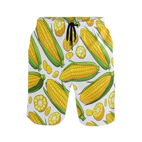 Vegetables Corn Mens Swim Trunks Quick Dry Beach Shorts with Pocket S 23031782