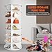 RUNSUNSPRI 7 Tier Rotating Shoe Rack Corner Organizer 360°Rotating Shoe Rack Tower Spinning Shoe Rack Tower for Bedroom Entryway Closet Holds 28-32 Pairs of Shoes Handbags Hats Display Decor