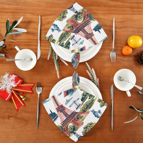 Servilletas de Tela Qilmy con Estampado The World Landmarks x6 miniatura 4