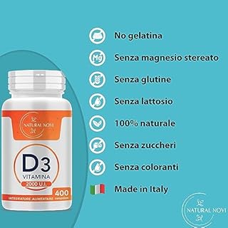Vitamina D 2000 UI 400 compresse ALTO DOSAGGIO (oltre 1 anno di scorta) VITAMINA D3 al supporto di sistema immunitario, muscoli, denti, ossa
