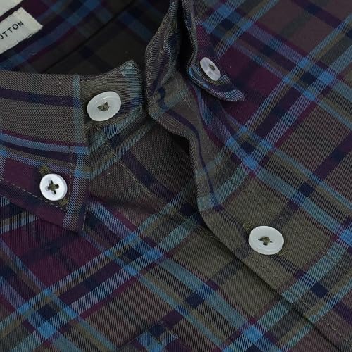 Image of GHPC 100% Cotton Plaid Checks Full Sleeves Regular Fit Formal Shirt for Men
