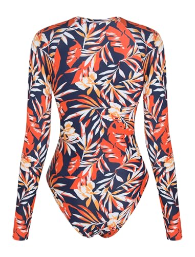 Image of ZAFUL Women's Long Sleeve Rash Guard Swimsuit One Piece Zipper Surfing Bathing Suit
