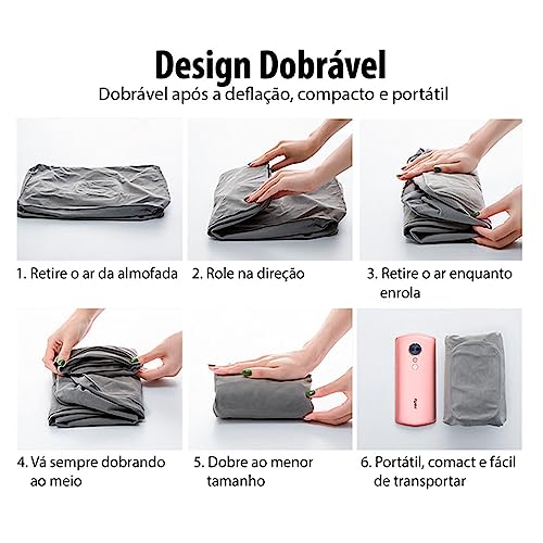 Kit com 2 Almofada Travesseiro Viagem Inflável Apoio para pés Adutlos e Crianças Avião Carro Ônibus