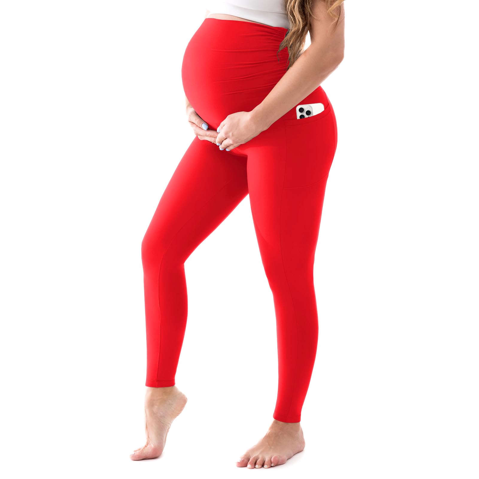 Walifrey Maternity Leggings with Pockets Over the Belly