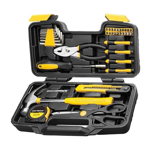 CARTMAN 39 Piece Tool Set General Household Hand Kit with Plastic Toolbox Storage Case Yellow