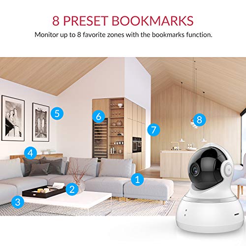 YI Indoor Wireless WiFi Security IP Camera, Smart Nanny Pet Dog Cat Cam with Night Vision, 2-Way Audio, Motion Detection, 360-degree, 1080p, Phone App, Works with Alexa and Google(White) - Thumbnail 2
