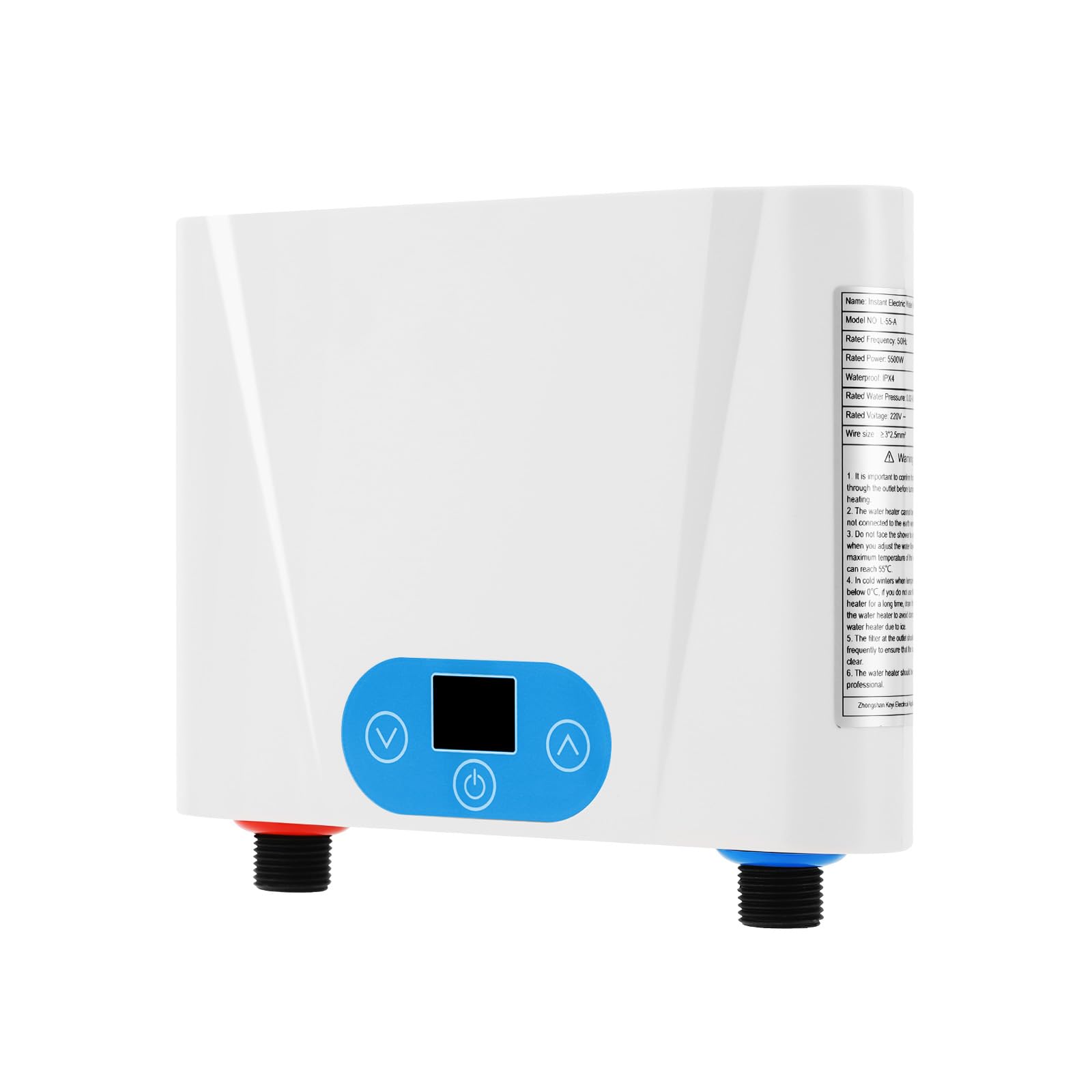 Scaldabagno Elettrico Istantaneo Senza Serbatoio, Mini Scaldabagno a Parete Cucina Lavandino, Riscaldamento Rapido Temperatura Costante 30-55°C Schermo Touch LED, Sicurezza Separazione