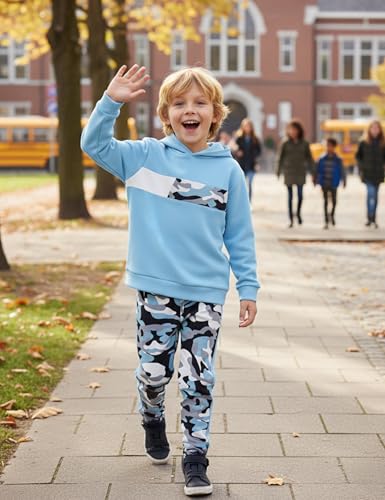 Image of Boys Clothes Boy Outfits 2-Piece Long Sleeve Hoodie and Camouflage Pants Boys Fall Winter Clothes for 6-16 Years